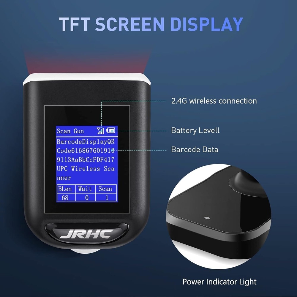 2D Barcode Scanner Wireless JRHC Bluetooth Qr Code Scanner Handheld Bar Code ... - Picture 3 of 9